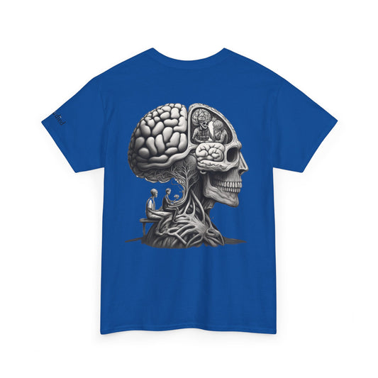 Skull Brain Art Tee - Unisex Heavy Cotton T-Shirt for Creative Minds